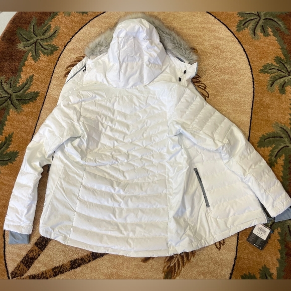 Columbia Titanium Omni Heat Infinity Women White Fur Down Puffer Coat Large NWT - Picture 5 of 8